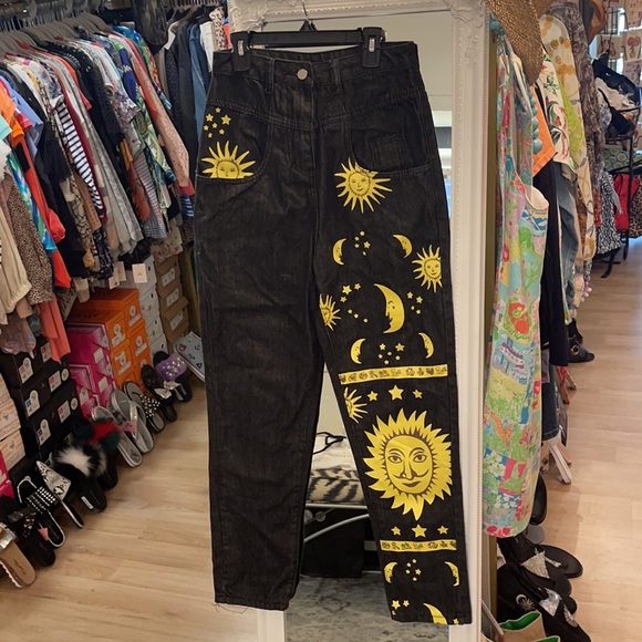 Denim - AMAZING retro denim Sun Moon Detail high waist 90s